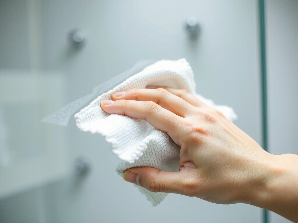 Microfiber cloth wiping glass