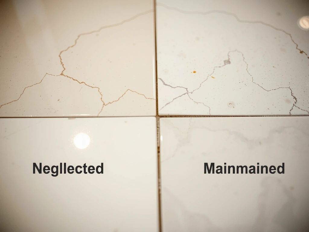 Floor tile comparison showing neglected vs maintained surface